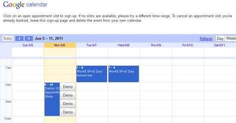 google calendar appointment slots